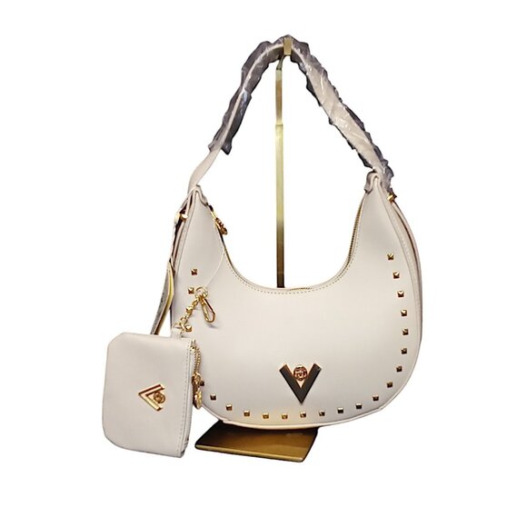 Valentino Orlandi Handbags - Valentino Orlandi NEW Taupe Studded Shoulder Bag with Pouch NWT $189